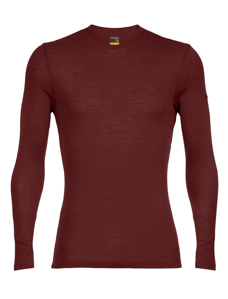 Icebreaker Merino 175 Everyday Long Sleeve Crewe Thermal Top Férfi Base Layers Piros | HU 1375LISH